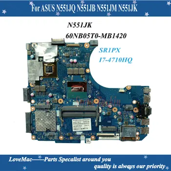 Висок клас дънна платка N551JB За ASUS N551JB JW N551JK JX N551J G551J дънна платка на лаптоп SR1PX I7-4720HQ GT940/2G тестван