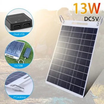 Слънчеви панели 13W 5V Външна Монокристаллическая Силиконовата Dual USB Слънчева Гъвкава зарядно устройство ще захранване на Таблото За Зареждане на Устройства на 5V