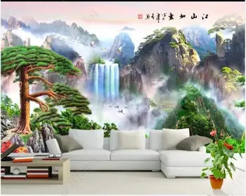 Потребителски стенописи 3d фото тапети и в китайски стил планински пейзаж с големи дървета начало декор хол тапети за стени d 3