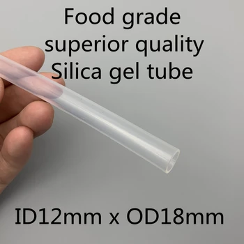 12x18 Силиконова тръба Вътрешен Хранително-вкусовата Маркуча за напитки Температура Нетоксичен Прозрачен Диаметър 12 mm Външен диаметър 18 мм