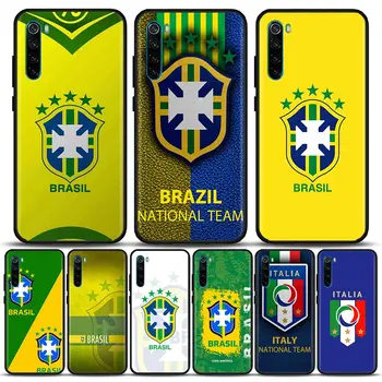 Калъф Funda за Redmi 6 6A 7 7A 8 8A 9 9А 9В 9T 10 10В K40 K40S K50 Pro Plus игри калъф с флага бразильско италиански футболен отбор